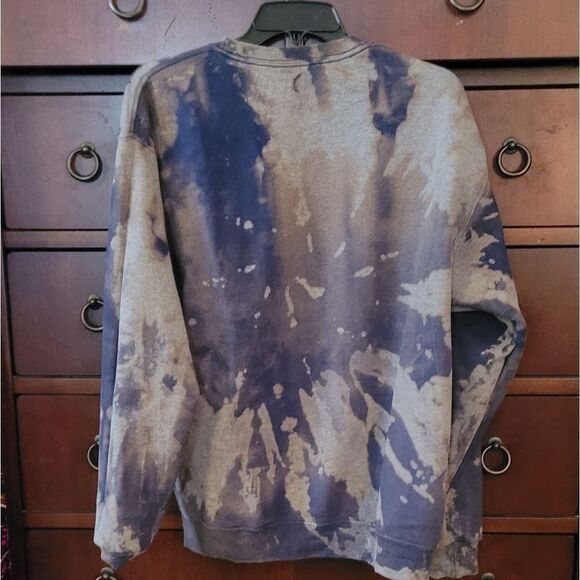 CUSTOM BLUE ACID WASH TIE DYE SWEATSHIRT - Picture 2 of 3